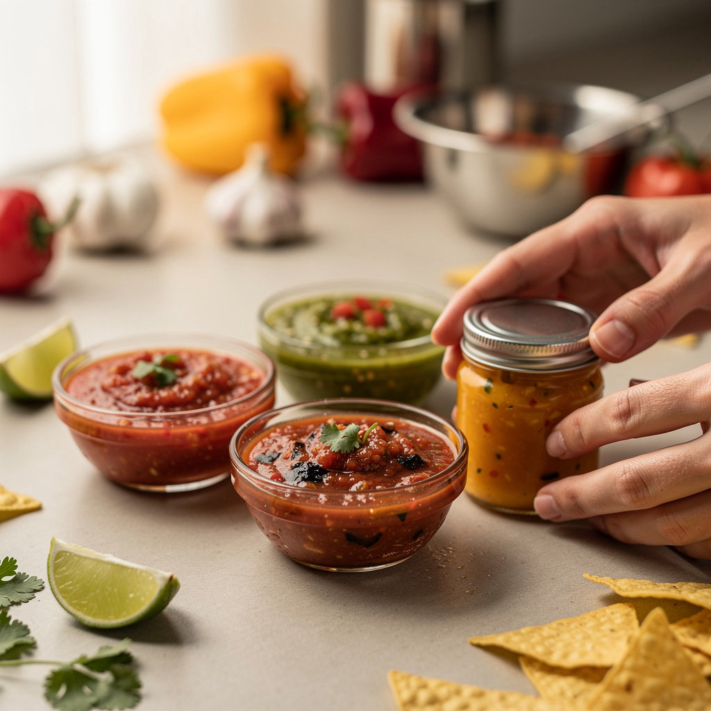 Mister G's Salsa collection featuring various fresh salsa varieties in San Diego